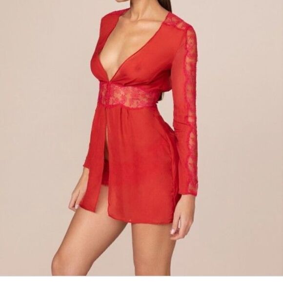 BNWT Agent Provocateur Soiree Willa Top Gown Lingerie Lace Silk Red - Picture 1 of 7